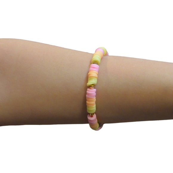Handmade Spring colored Clay beads Elastic bracelet - Picture 1 of 3